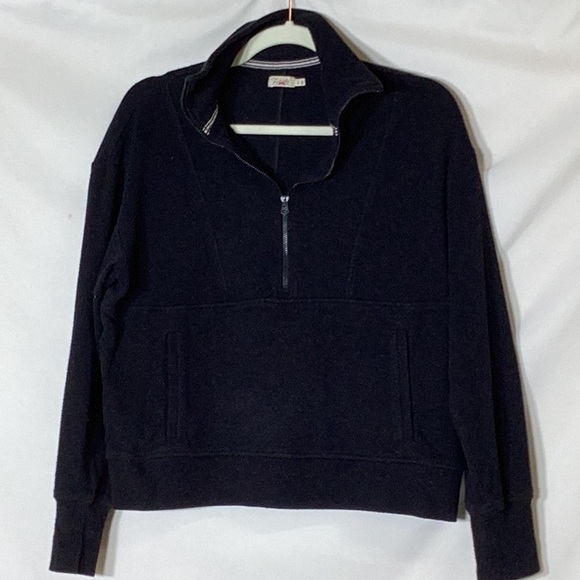 Faherty Legend Lounge Half Zip Sweatshirt-
Heathered Black Twill Size Small - Picture 6 of 12